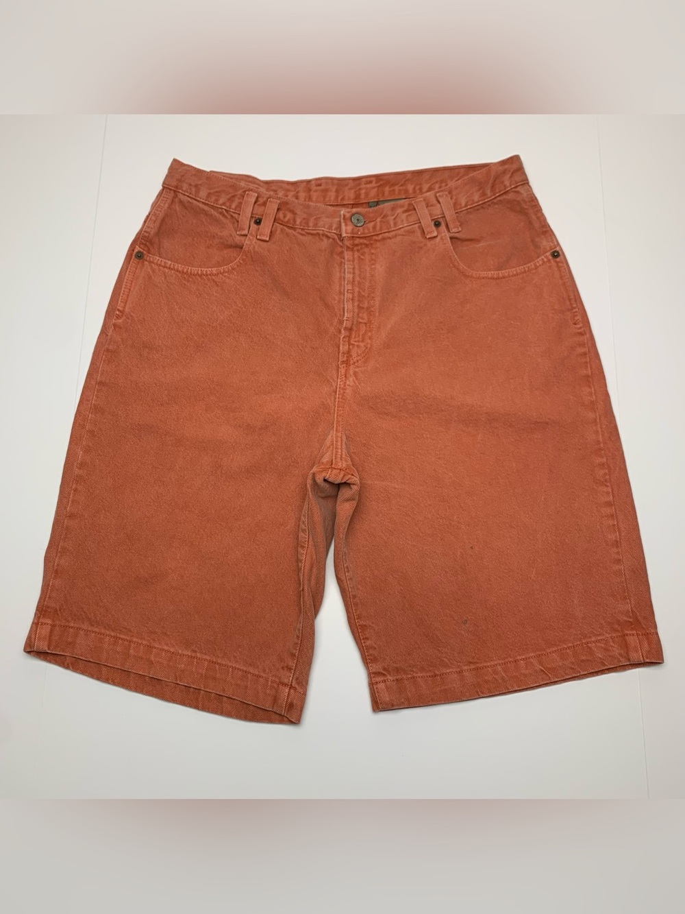 Vintage Calvin Klein Jean Shorts 90s Orange Denim Jorts Mens Size 34
